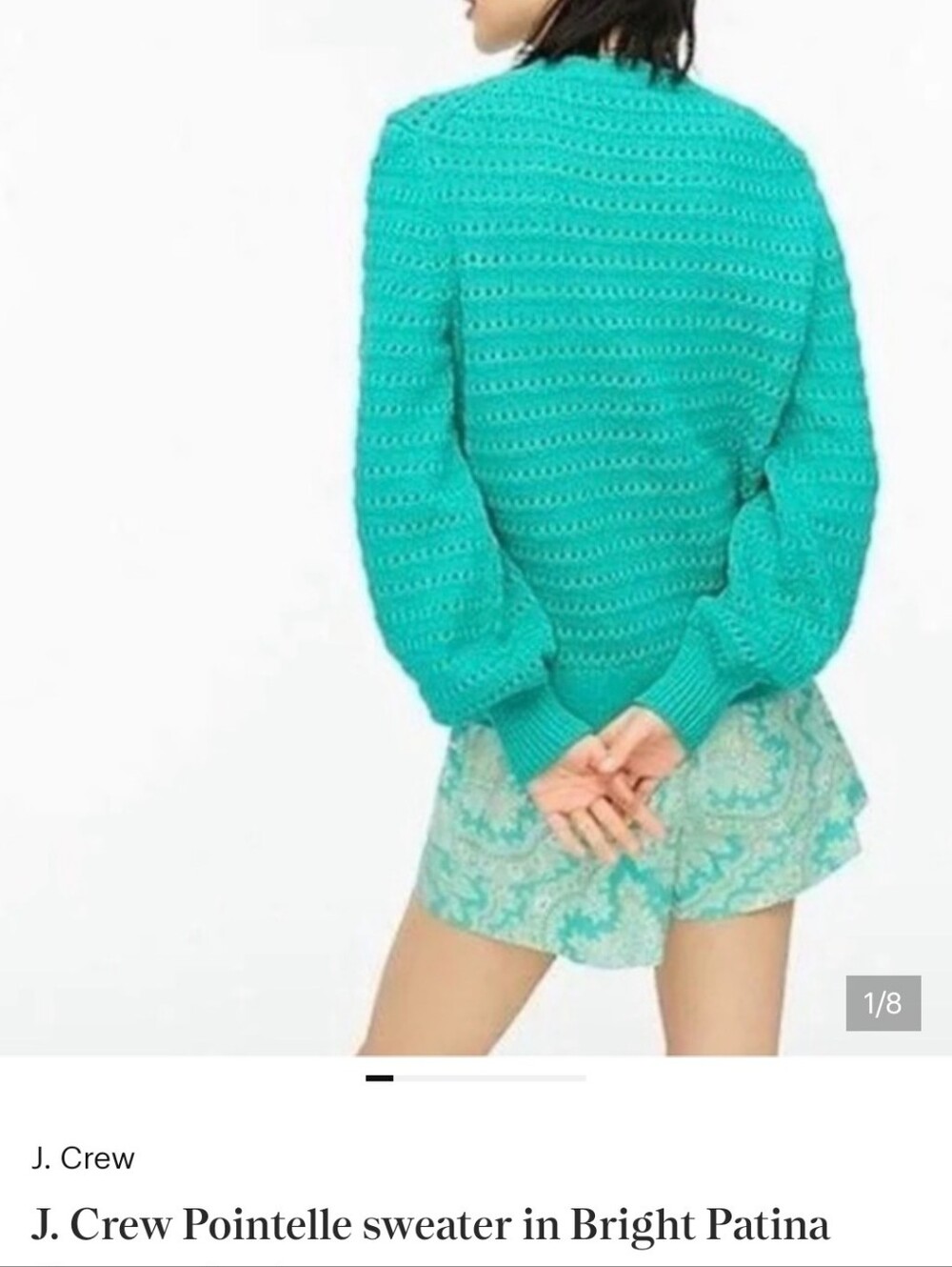 J. Crew Open-Weave Crewneck Sweater in Teal Green
